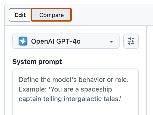 Screenshot of the compare toggle. The compare toggle is highlighted.